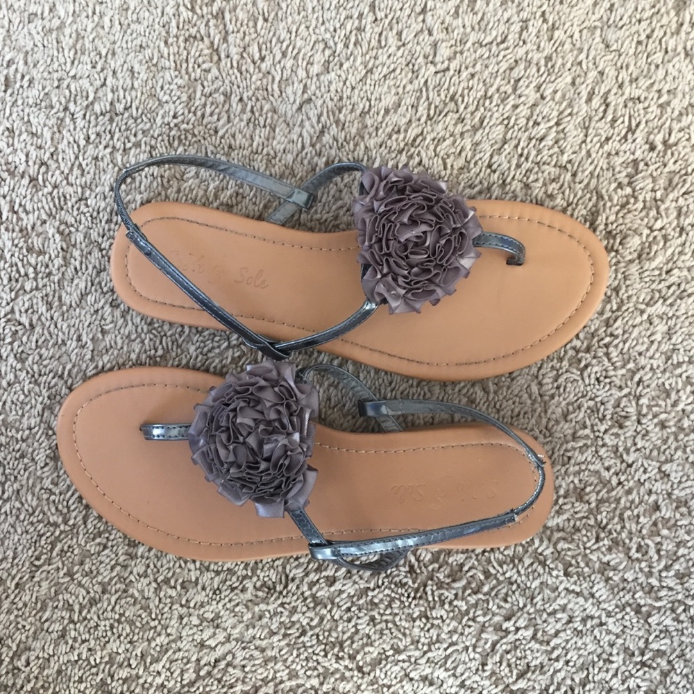 Gray Ruffle Heart Sandals - Dillard's